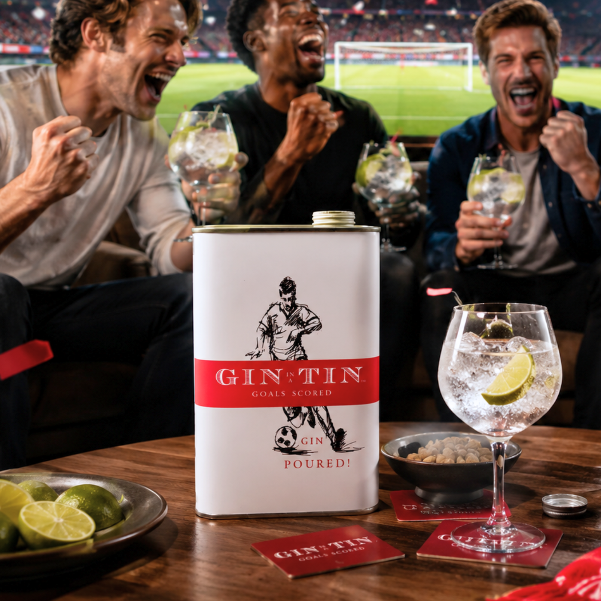 Gin In A Tin - 50cl Tin - London Dry Gin No.2 - Football Male Tin Design - Still Life Image.