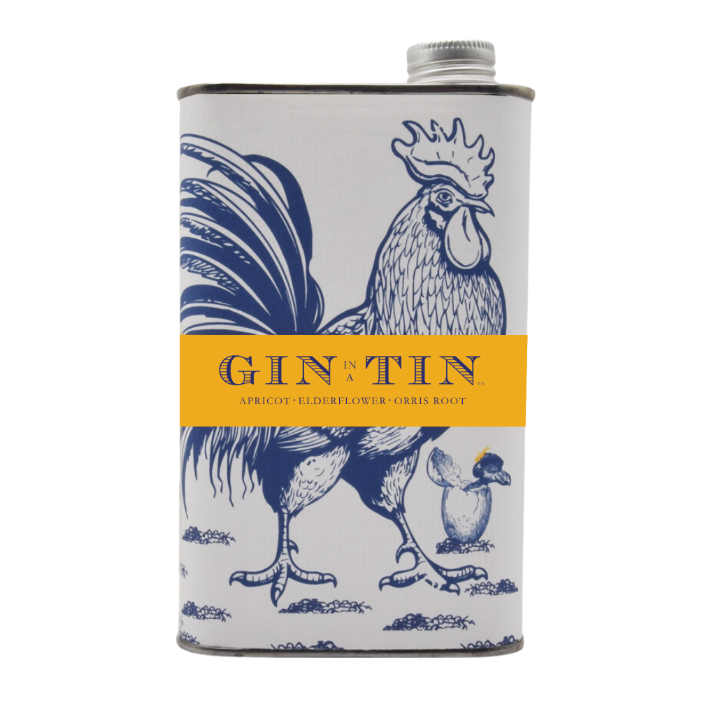 Gin In A Tin - 50cl Tin - London Dry Apricot Gin - Cut Out Image -Cockerel Design
