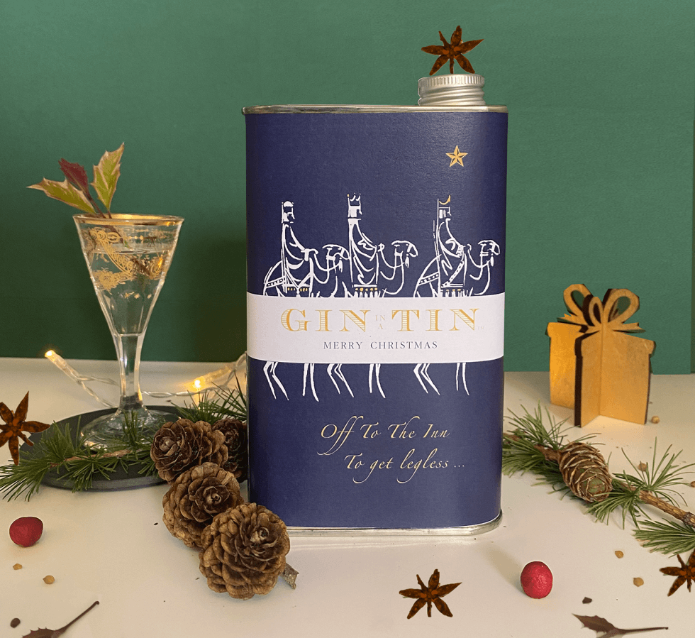 Christmas gin in a tin